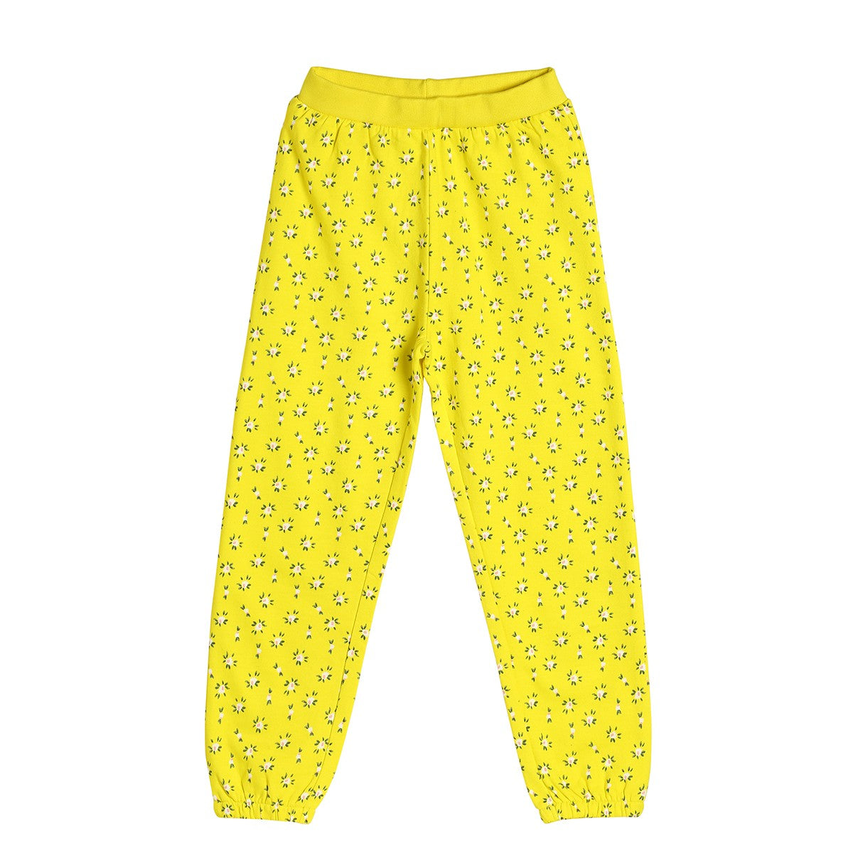 Baby Girls Yellow Cotton Floral Printed Top and Jogger Pants Set Regular Fit Casual Wear