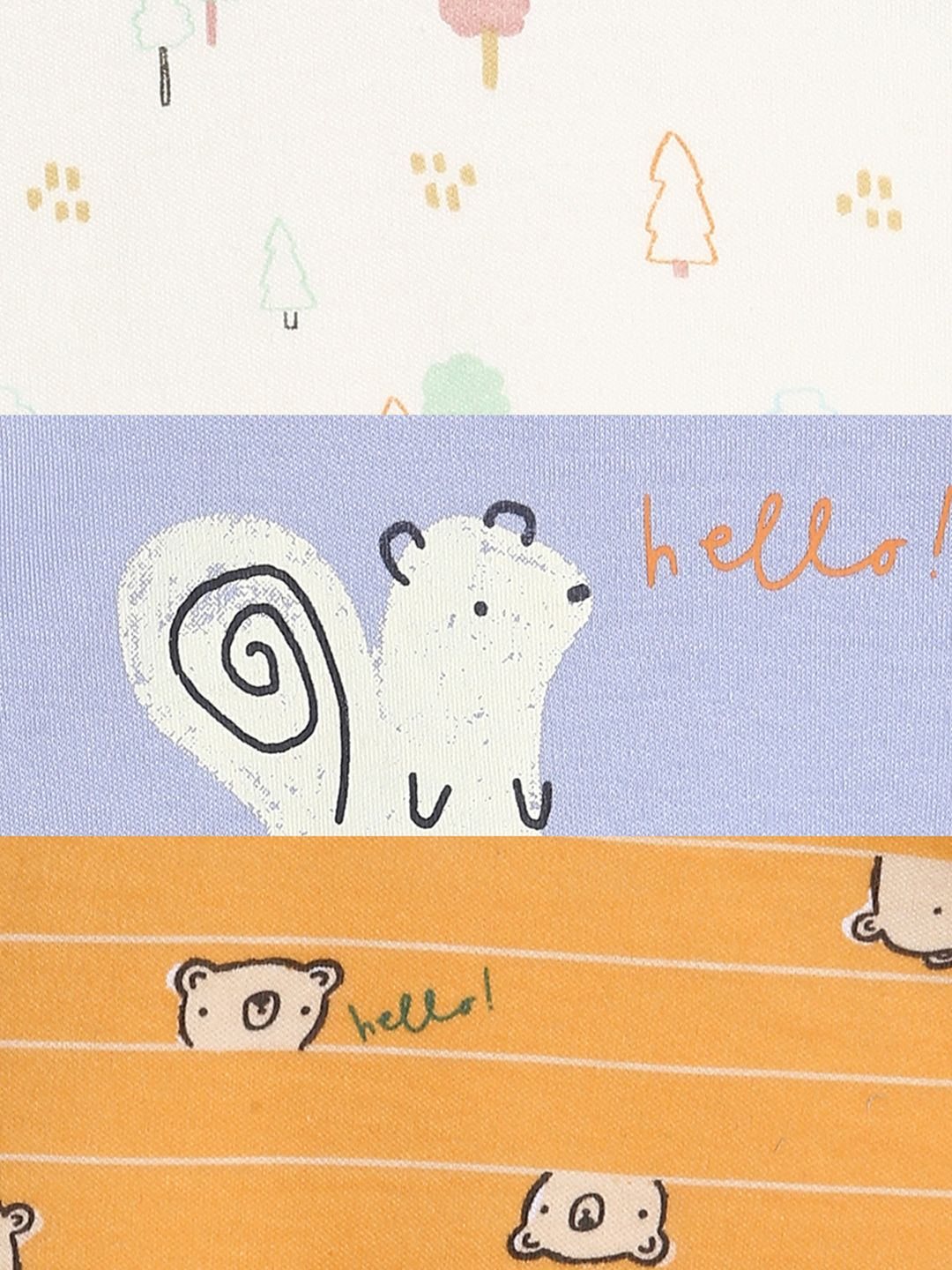 Boys Pack Of 3 Body Suit - Blue/ Orange/ Marshmallow