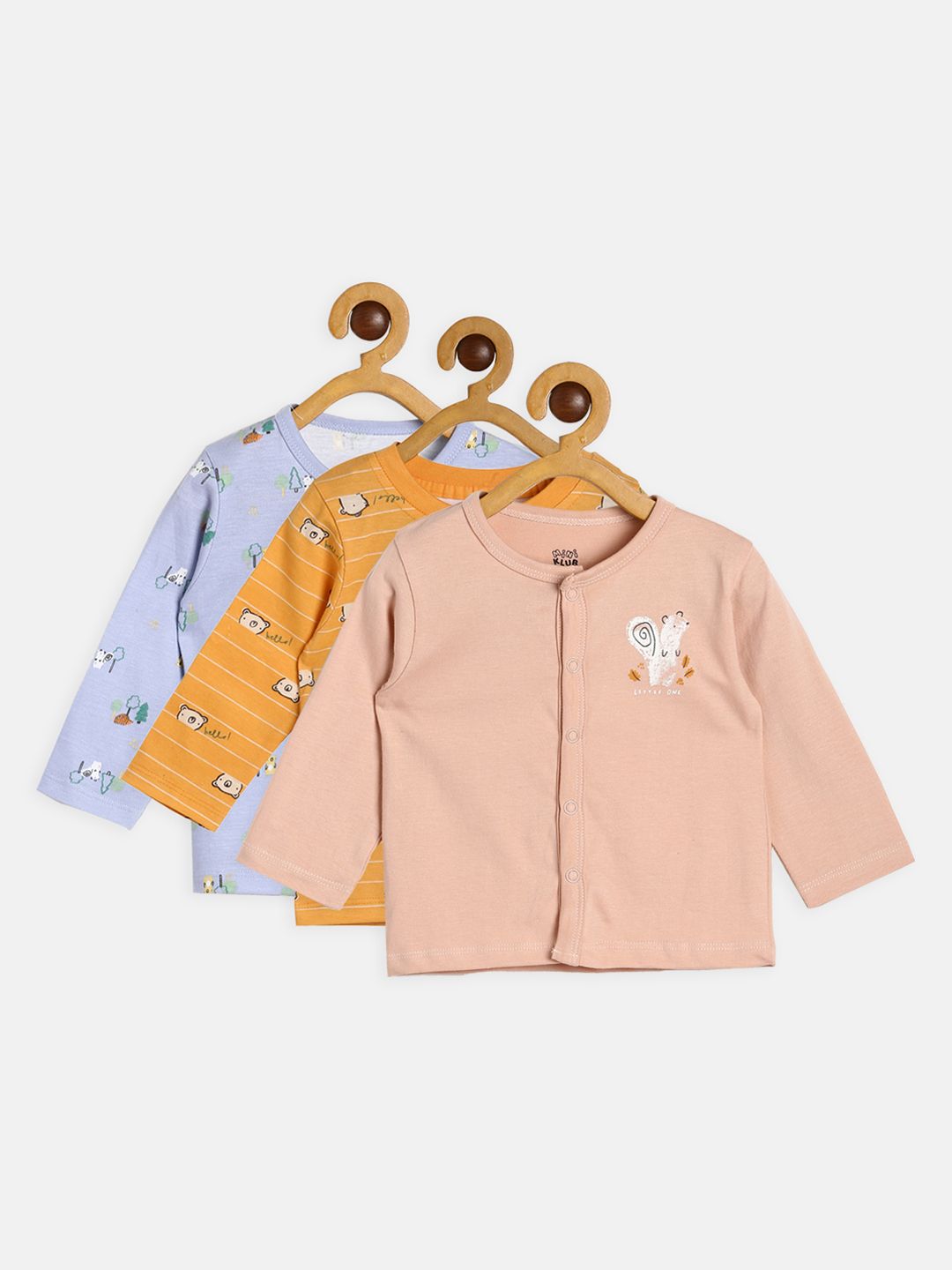 Boys Pack Of 3 Front Open Vest - Blue/ Peach/ Orange