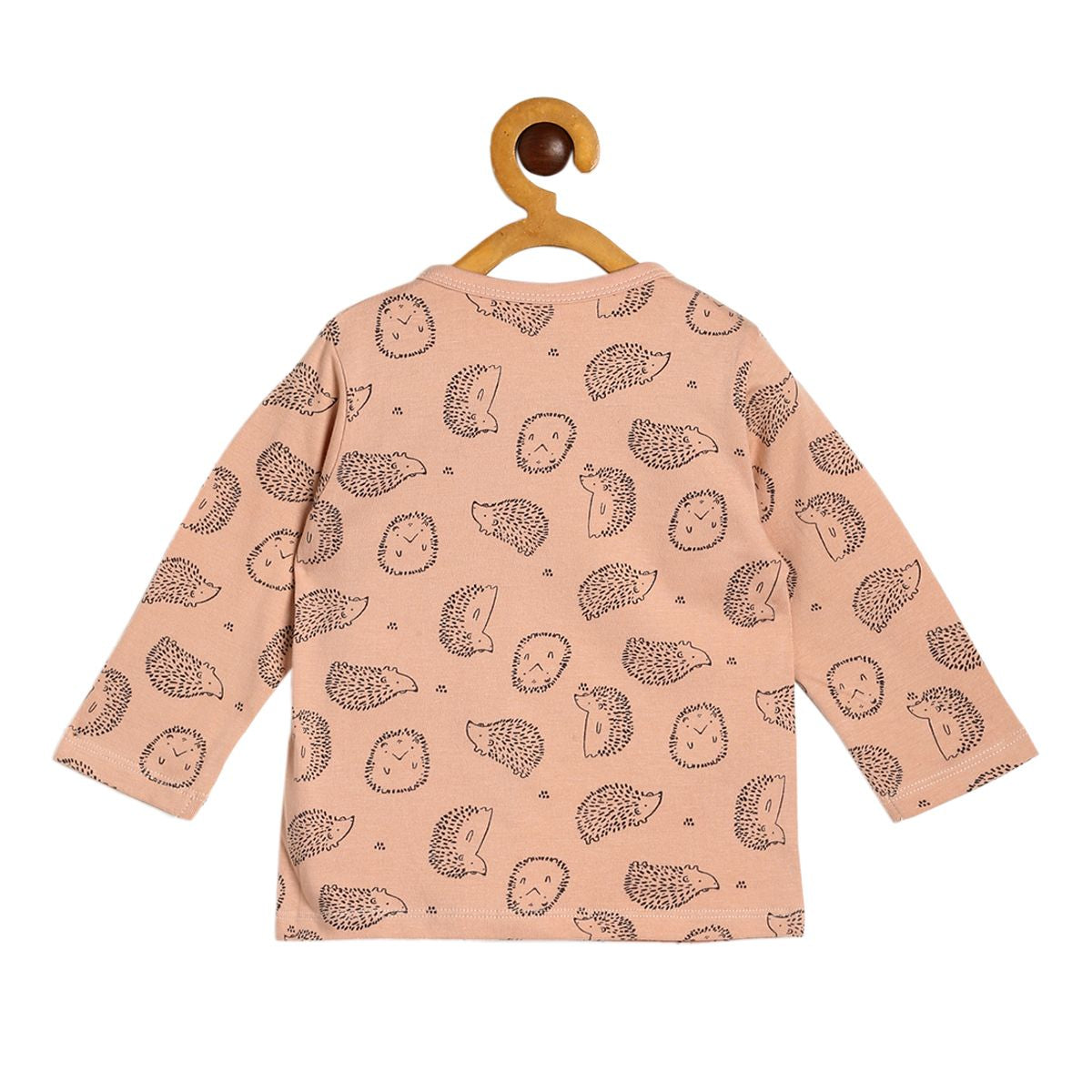Baby Boys Peach Cotton Animal Printed T-Shirt Regular Fit Casual Wear Tee