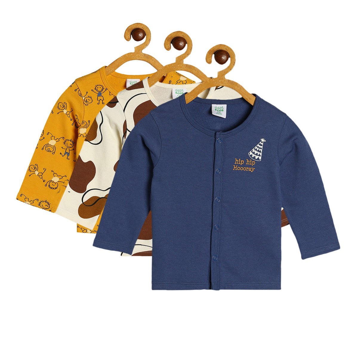 Boys Pack Of 3 Front Open Vest - Yellow/Marshmallow/Blue