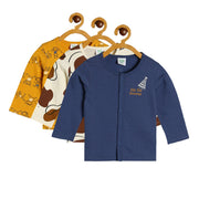 Boys Pack Of 3 Front Open Vest - Yellow/Marshmallow/Blue