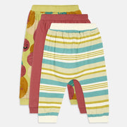 Boys Pack Of 3 Knit Bottom - Green/ Maroon