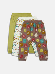 Boys Pack Of 3 Knit Bottom - Brown/ Green/ Marshmallow