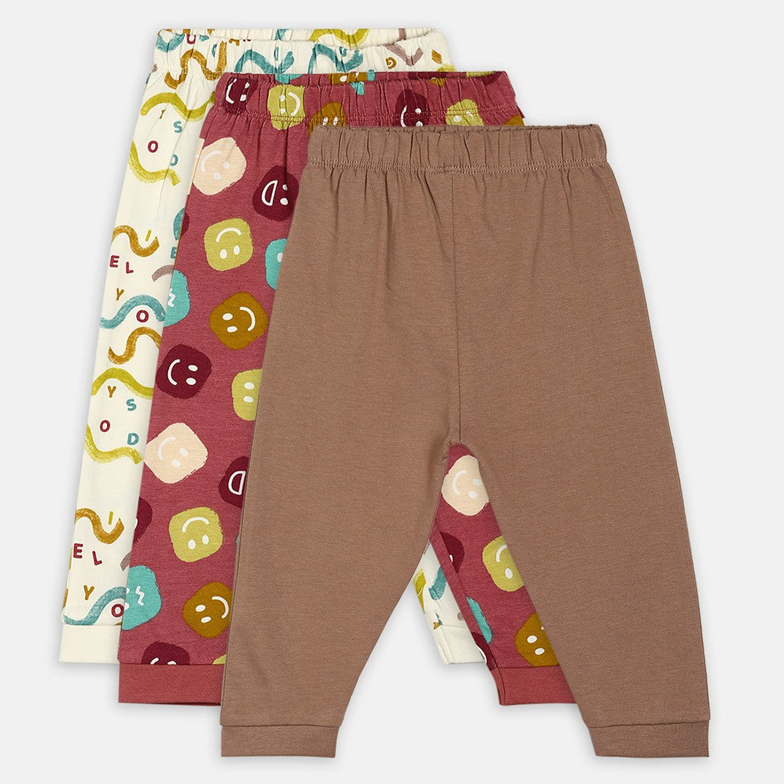 Boys Pack Of 3 Knit Bottom - Brown/ Marshmallow/ Maroon