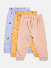 Boys Pack Of 3 Knit Bottom - Blue/ Peach/ Orange