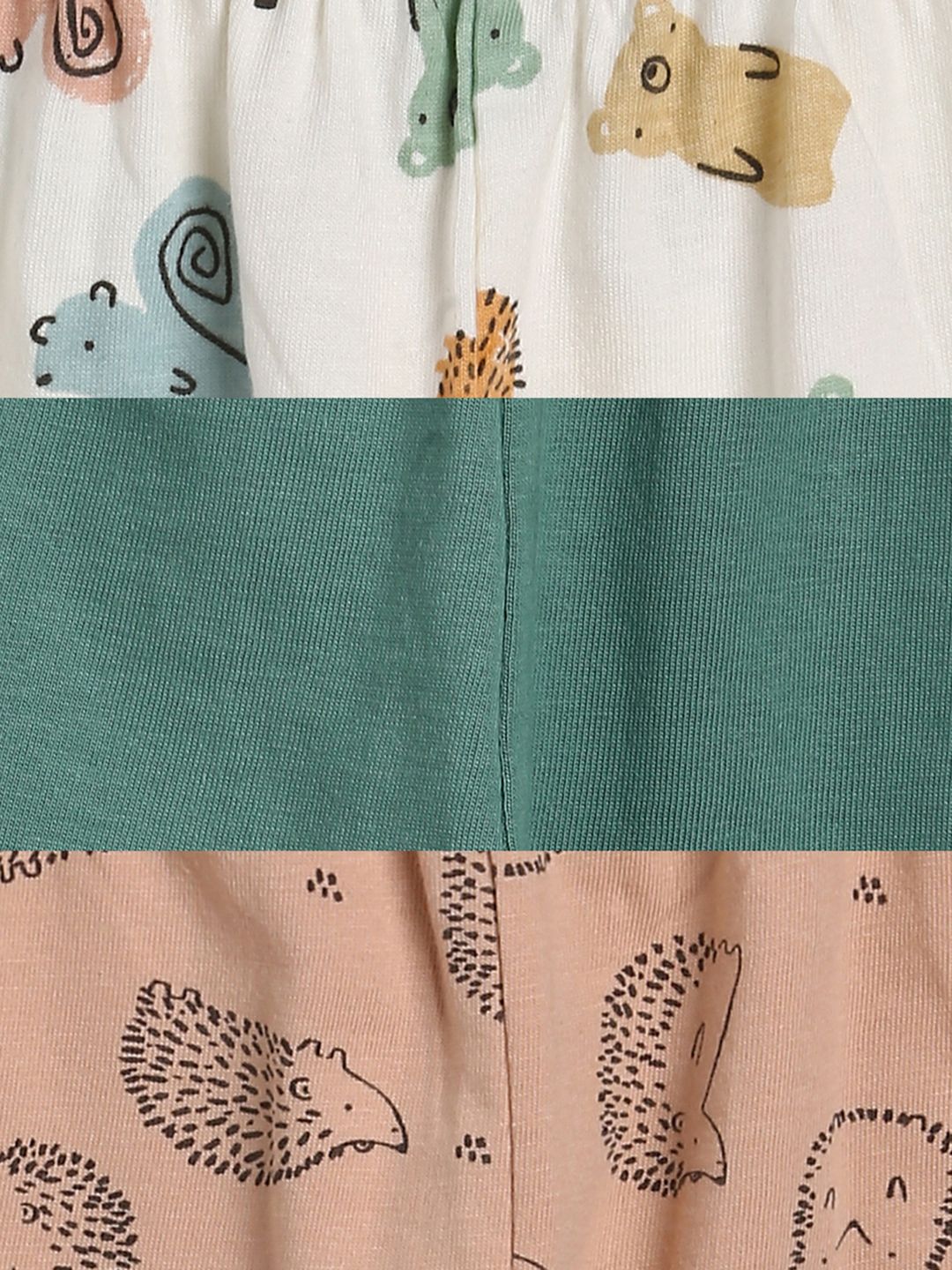 Boys Pack Of 3 Knit Bottom - Peach/Marshmallow/Green