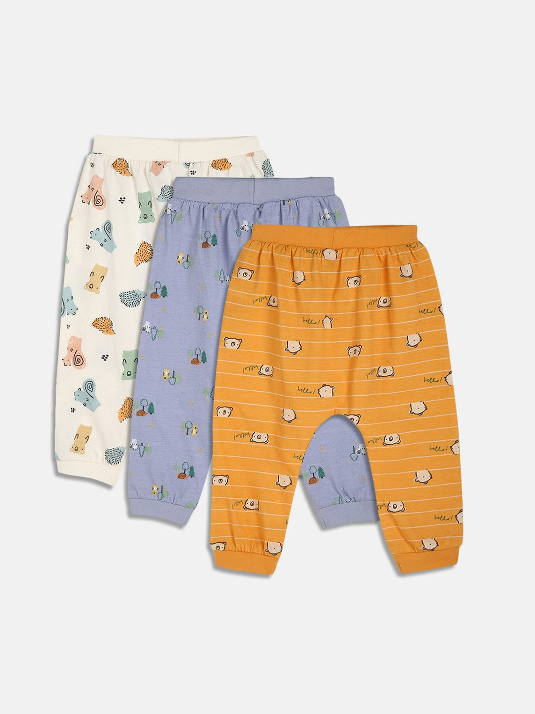 Boys Pack Of 3 Knit Bottom - Blue/ Orange/ Marshmallow