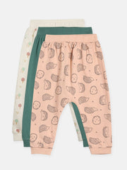 Boys Pack Of 3 Knit Bottom - Peach/Marshmallow/Green