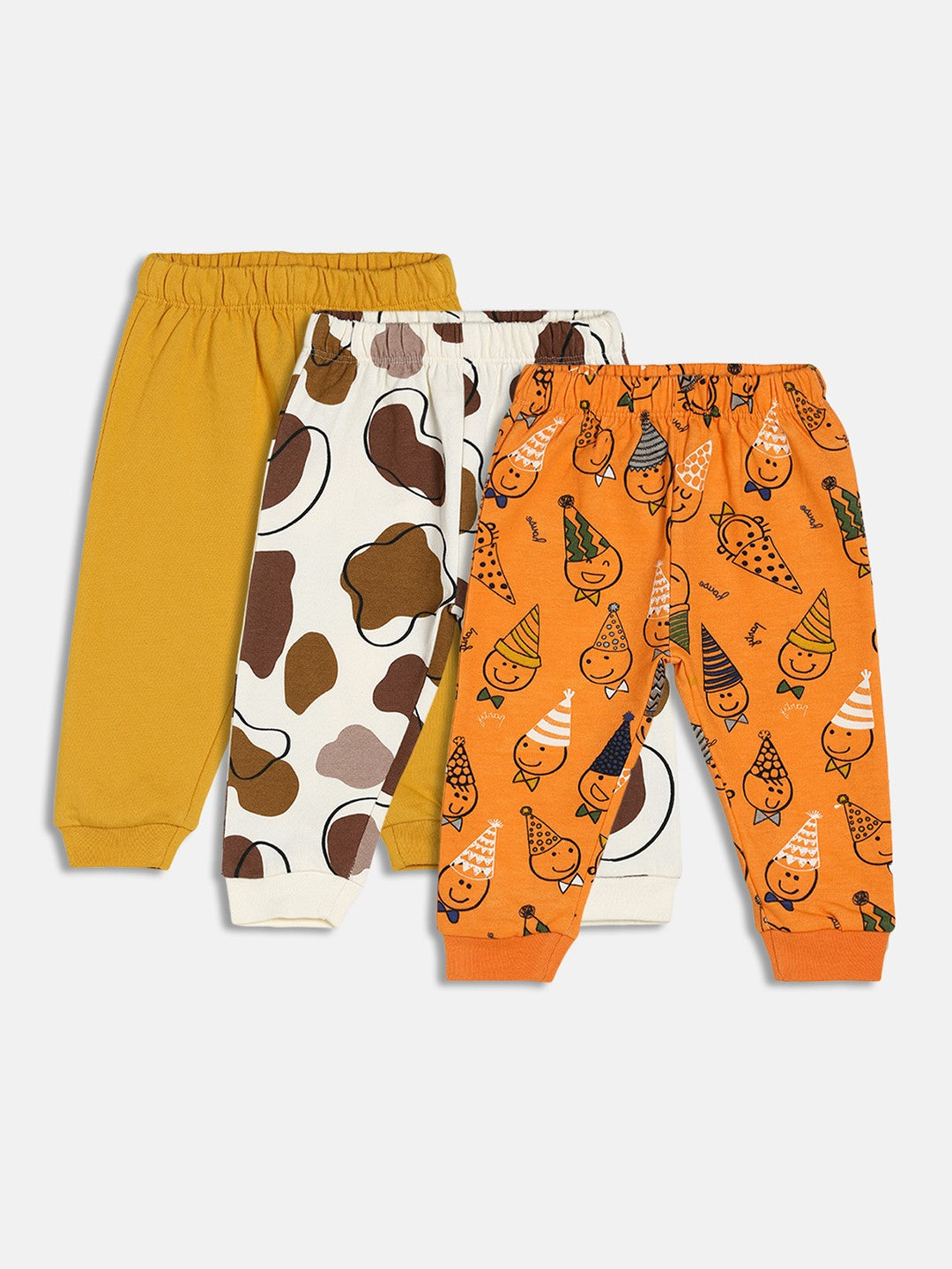 Boys Pack Of 3 Knit Bottom - Orange/Marshmallow/Mustard