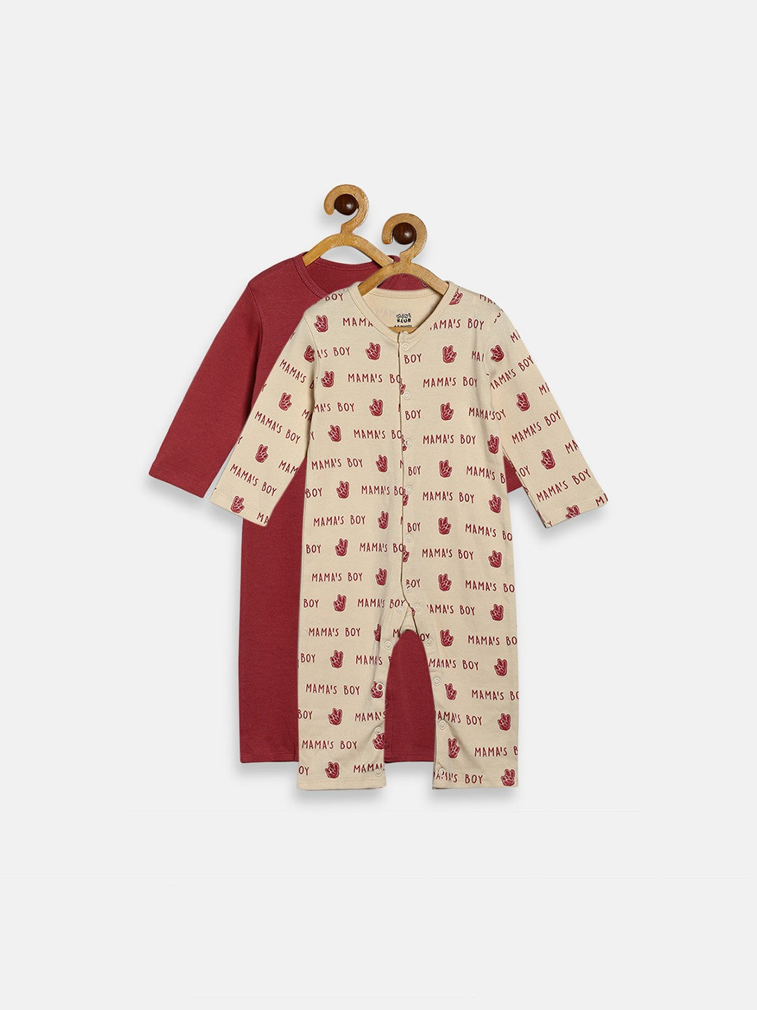 Boys Maroon Pack Of 2 Romper