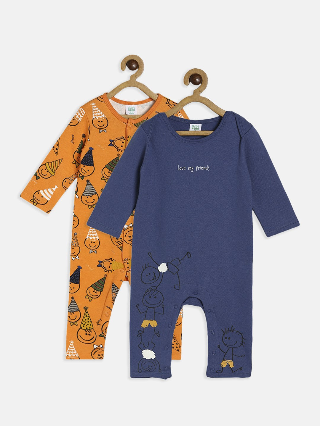 Boys Pack Of 2 Romper - Blue/Orange