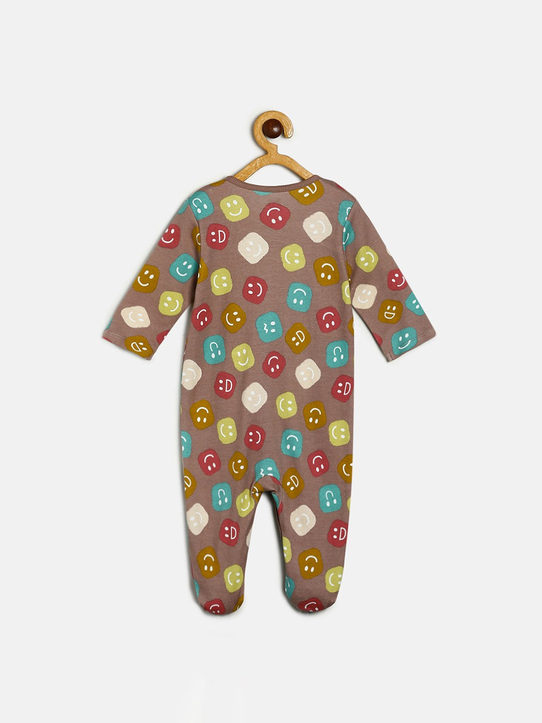 Baby Boys Green and Brown Cotton Printed Sleepsuit Pack of 2 Regular Fit Sleepwear