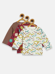 Boys Pack Of 3 T-Shirt - Brown/ Marshmallow/ Maroon