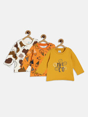 Boys Pack Of 3 T-Shirt - Orange/Marshmallow/Mustard