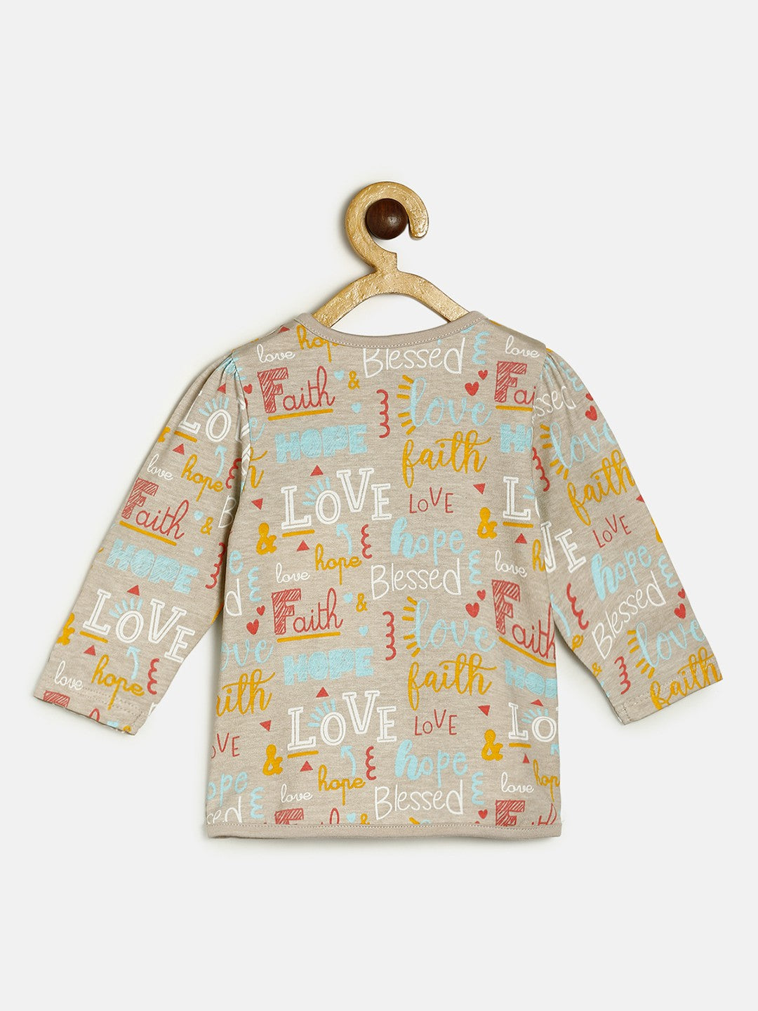 Baby Girls Peach Grey & Yellow Cotton Printed Front Open T-Shirt Pack of 3 Full Sleeve Regular Fit Casual Wear T-Shirts