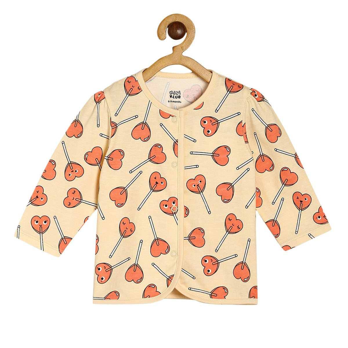 Baby Girls Peach Yellow & Cream Cotton Printed Front Open T-Shirt Pack of 3 Full Sleeve Regular Fit Casual Wear T-Shirts