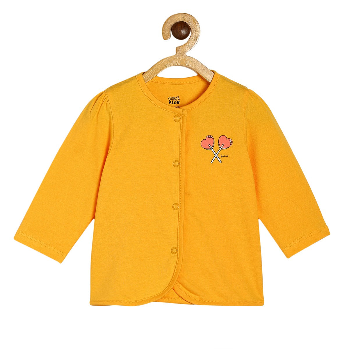 Baby Girls Peach Yellow & Cream Cotton Printed Front Open T-Shirt Pack of 3 Full Sleeve Regular Fit Casual Wear T-Shirts