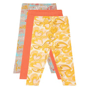 Baby Girls Peach Yellow & Grey Cotton Printed Leggings Pack of 3 Regular Fit Casual Wear Bottoms