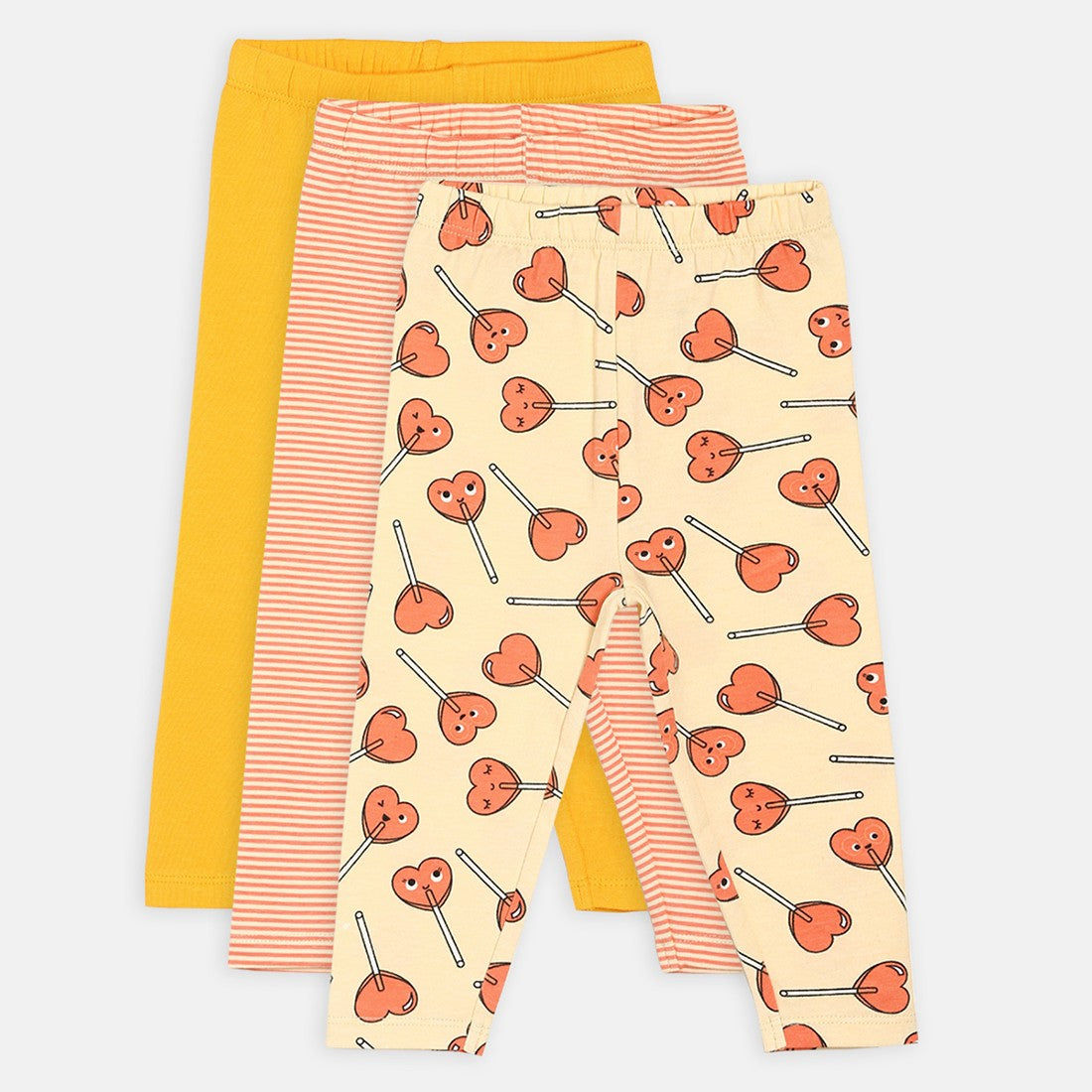 Girls Pack Of 3 Leggings - Marshmallow/Pink/Yellow