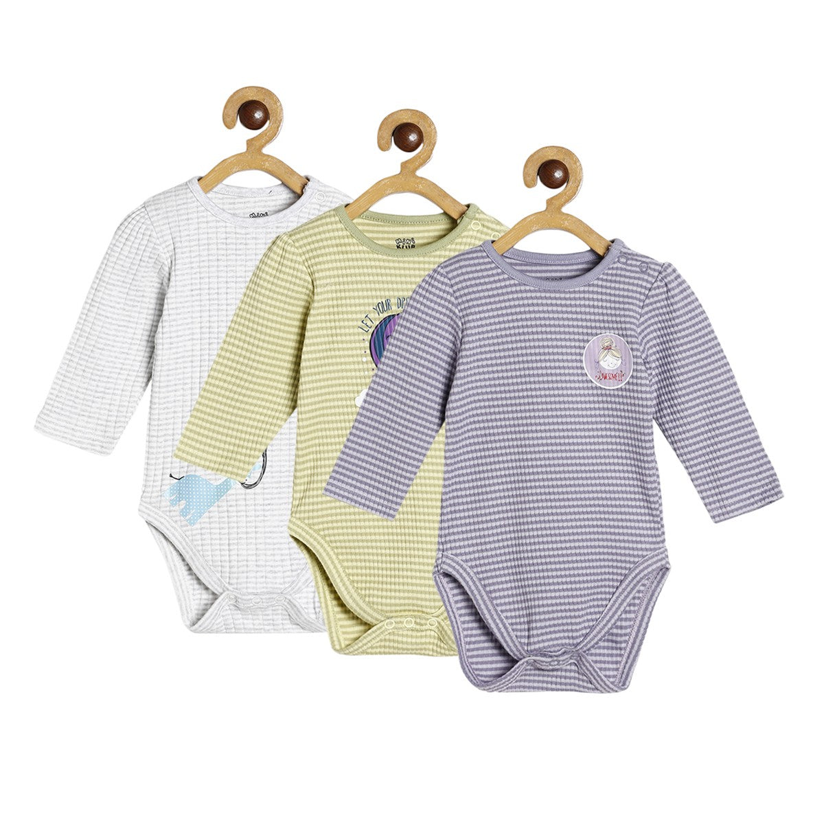 Girls Multicolor Pack Of 3 Body Suit