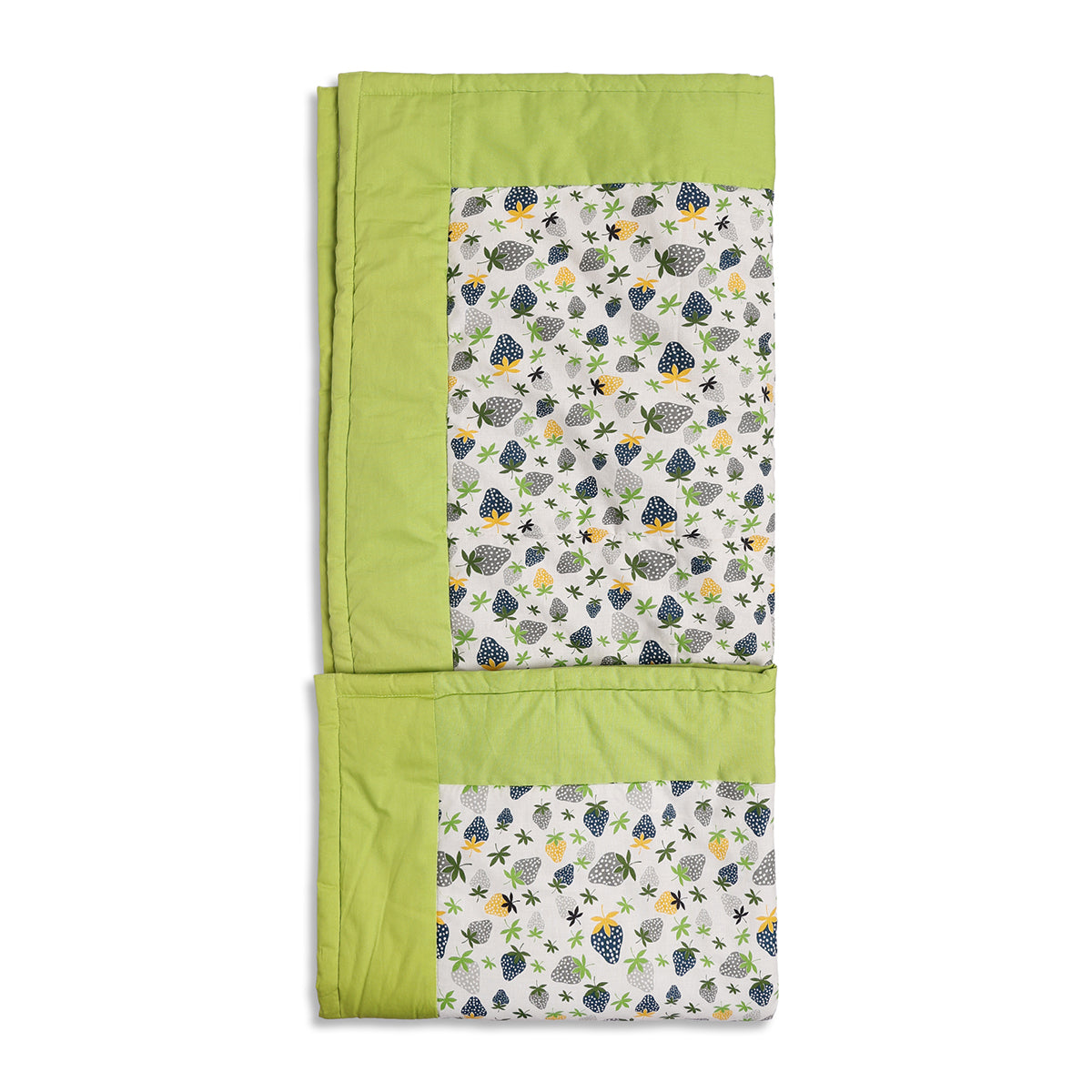Baby Unisex Green and White Cotton Printed Baby Blanket and Napkin Set Casual Baby Essentials