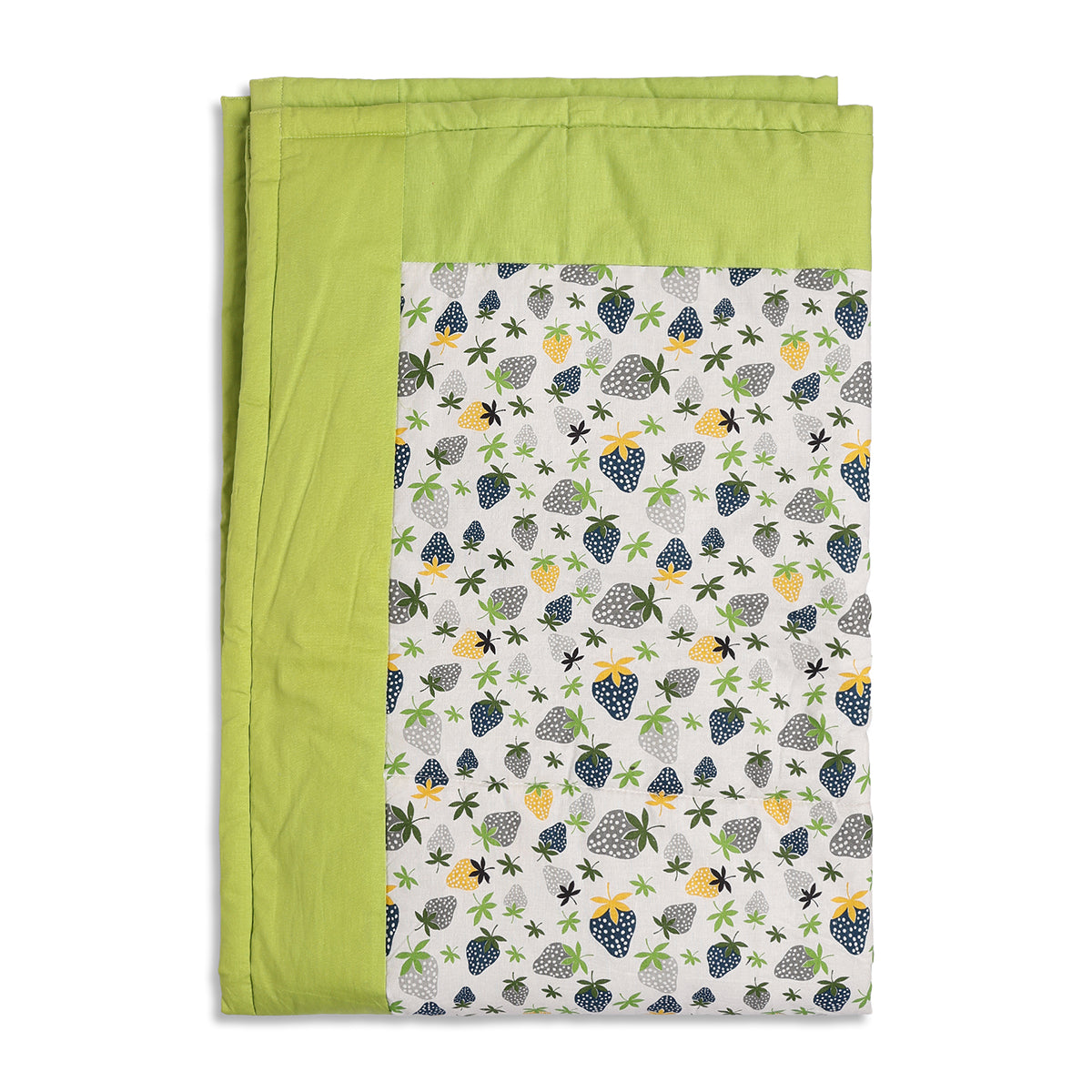Baby Unisex Green and White Cotton Printed Baby Blanket and Napkin Set Casual Baby Essentials