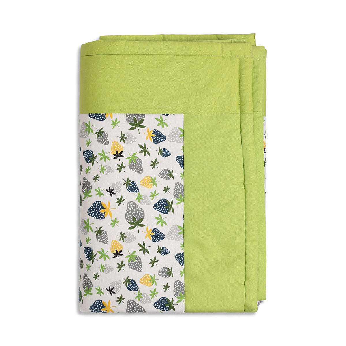 Baby Unisex Green and White Cotton Printed Baby Blanket and Napkin Set Casual Baby Essentials
