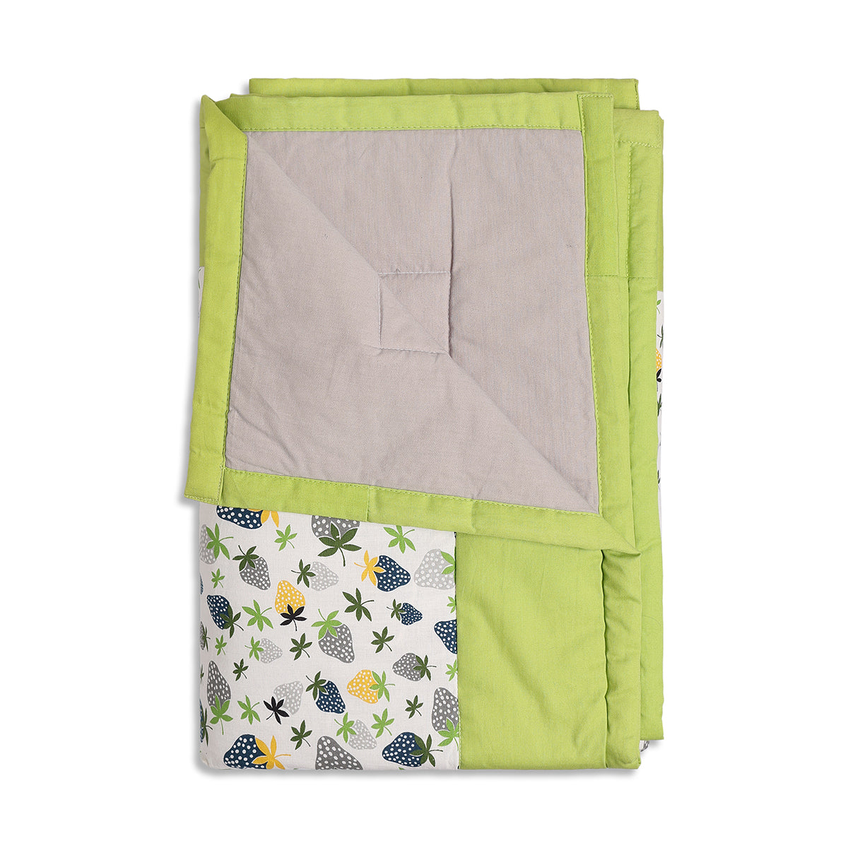 Baby Unisex Green and White Cotton Printed Baby Blanket and Napkin Set Casual Baby Essentials