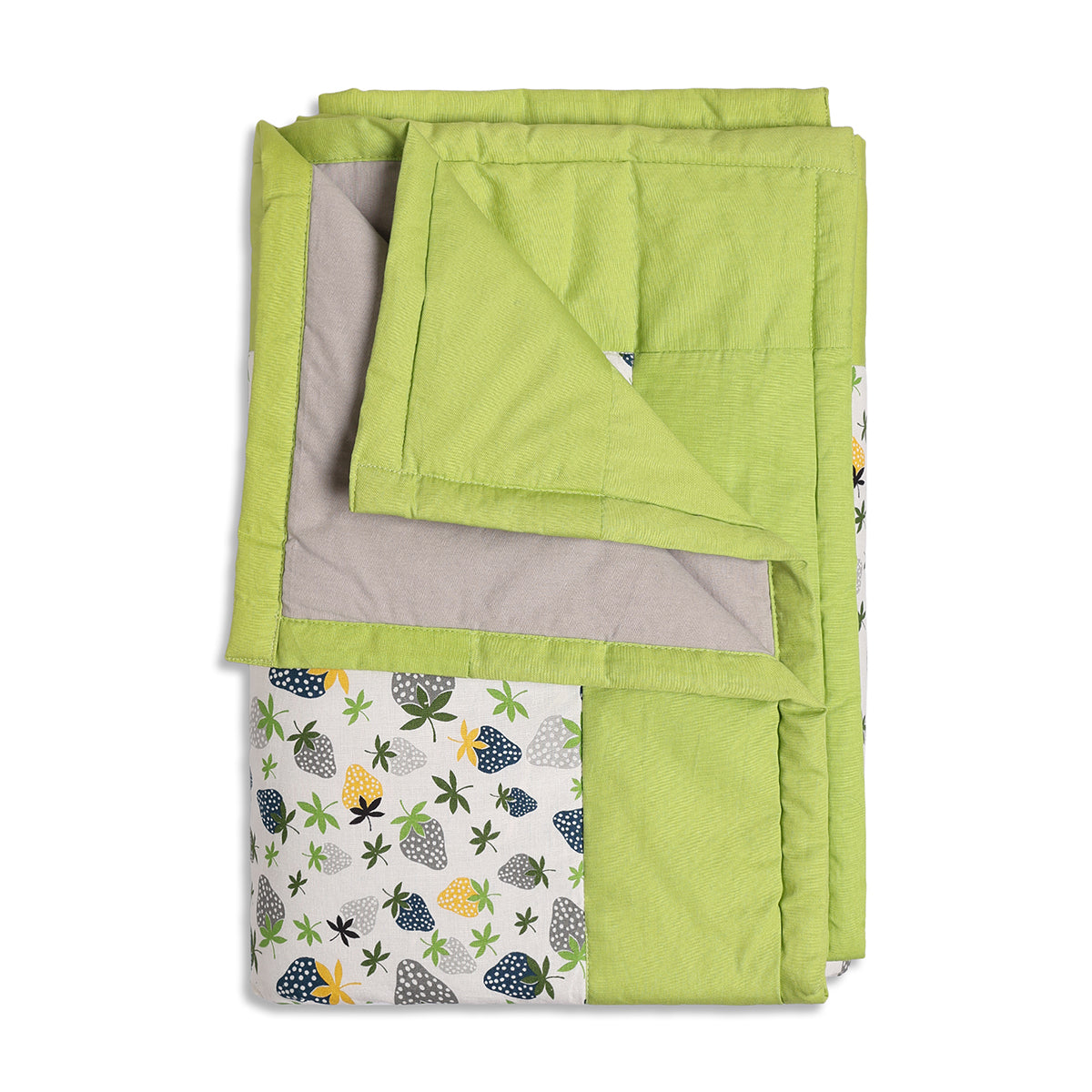 Baby Unisex Green and White Cotton Printed Baby Blanket and Napkin Set Casual Baby Essentials