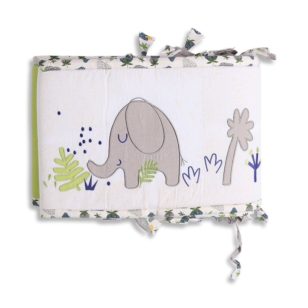 Baby Unisex Green and White Cotton Printed Crib Bedding Set Casual Baby Essentials