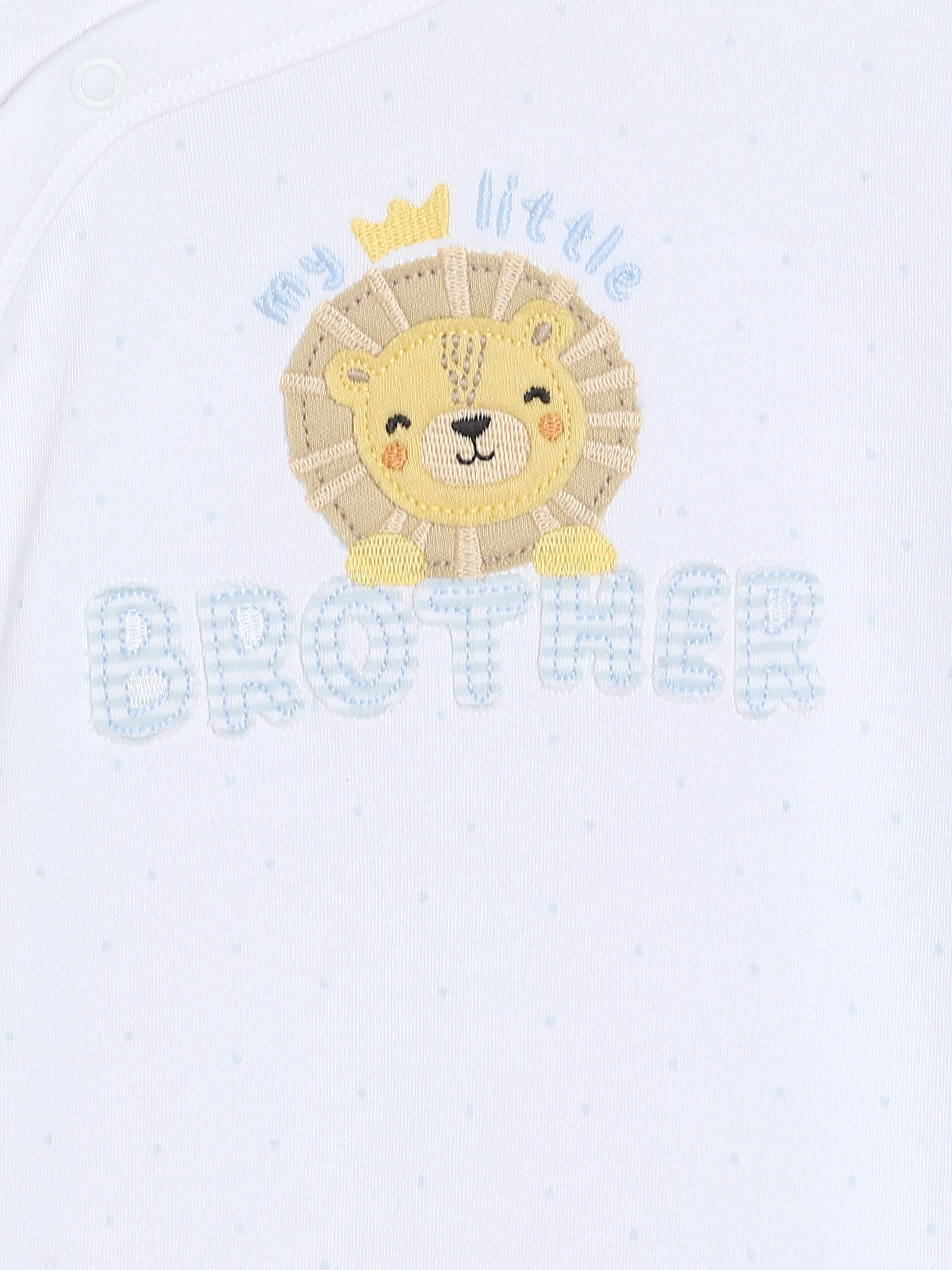 Baby Girls Lovely Little Sister Print Front Open Sleepsuit, White and Pink