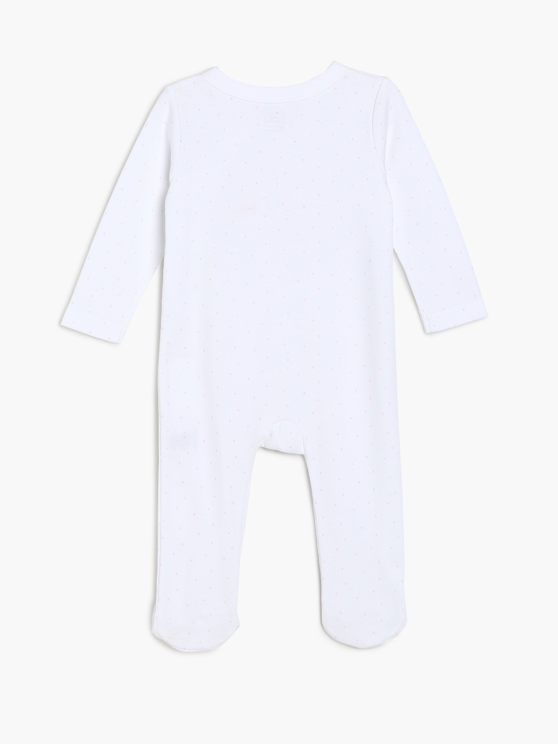 Baby Girls Lovely Little Sister Print Front Open Sleepsuit, White and Pink