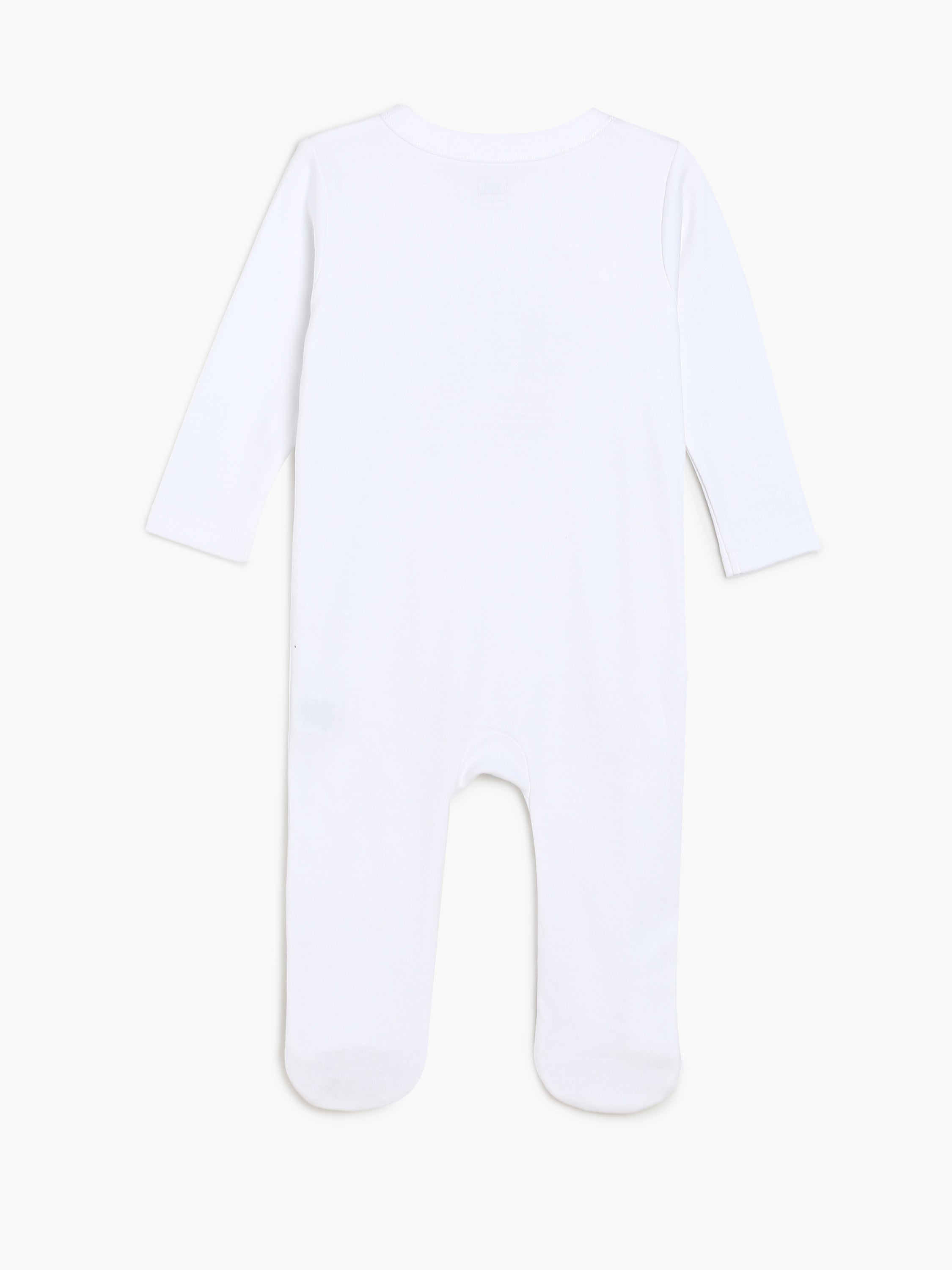 Baby Unisex Animal Print Front Open Sleepsuit, White and Yellow