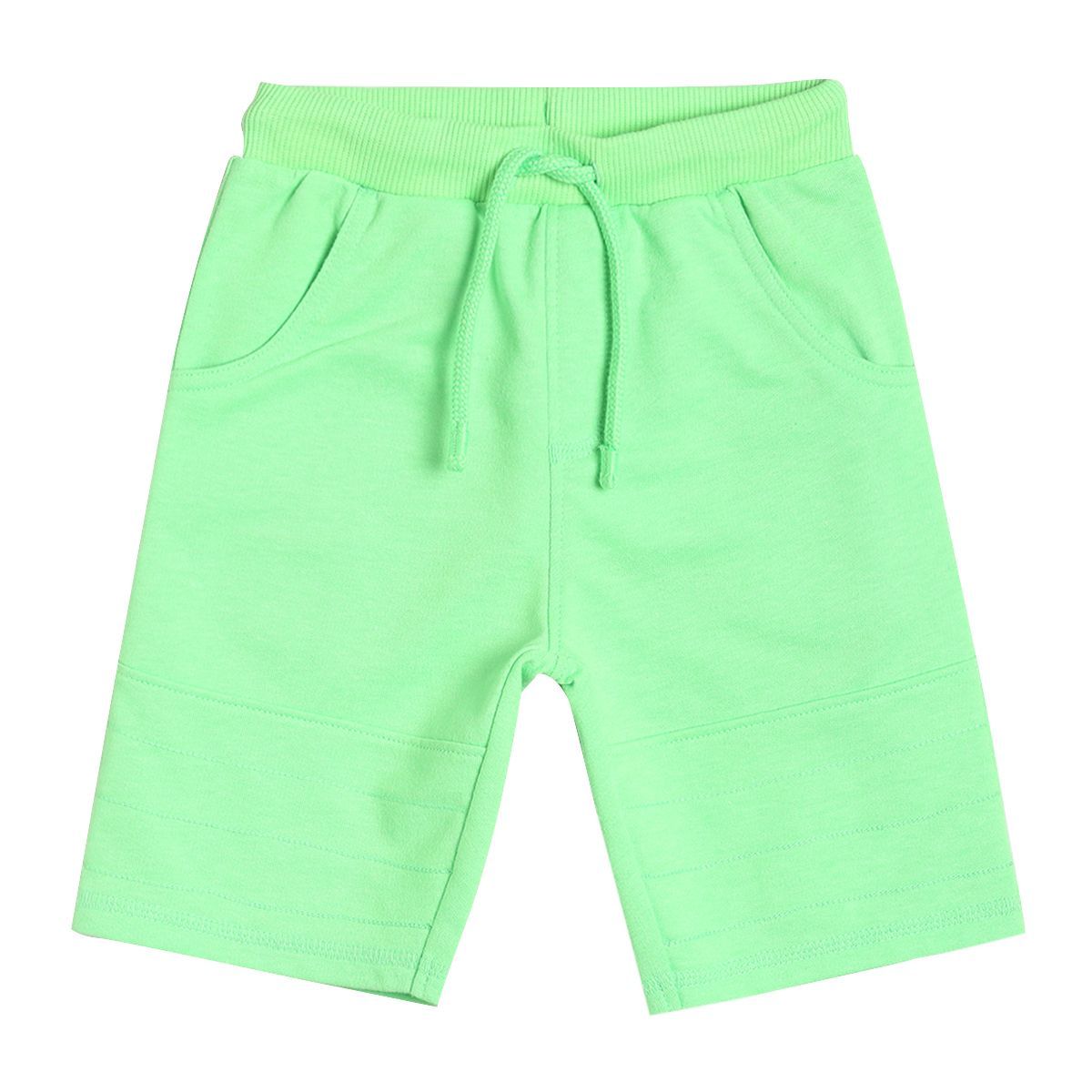 Boys Solid Knit Shorts with Drawstring, Green
