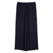 Women Navy Blue Solid Wide Leg Palazzo Pants Relaxed Fit Casual Bottom Wear