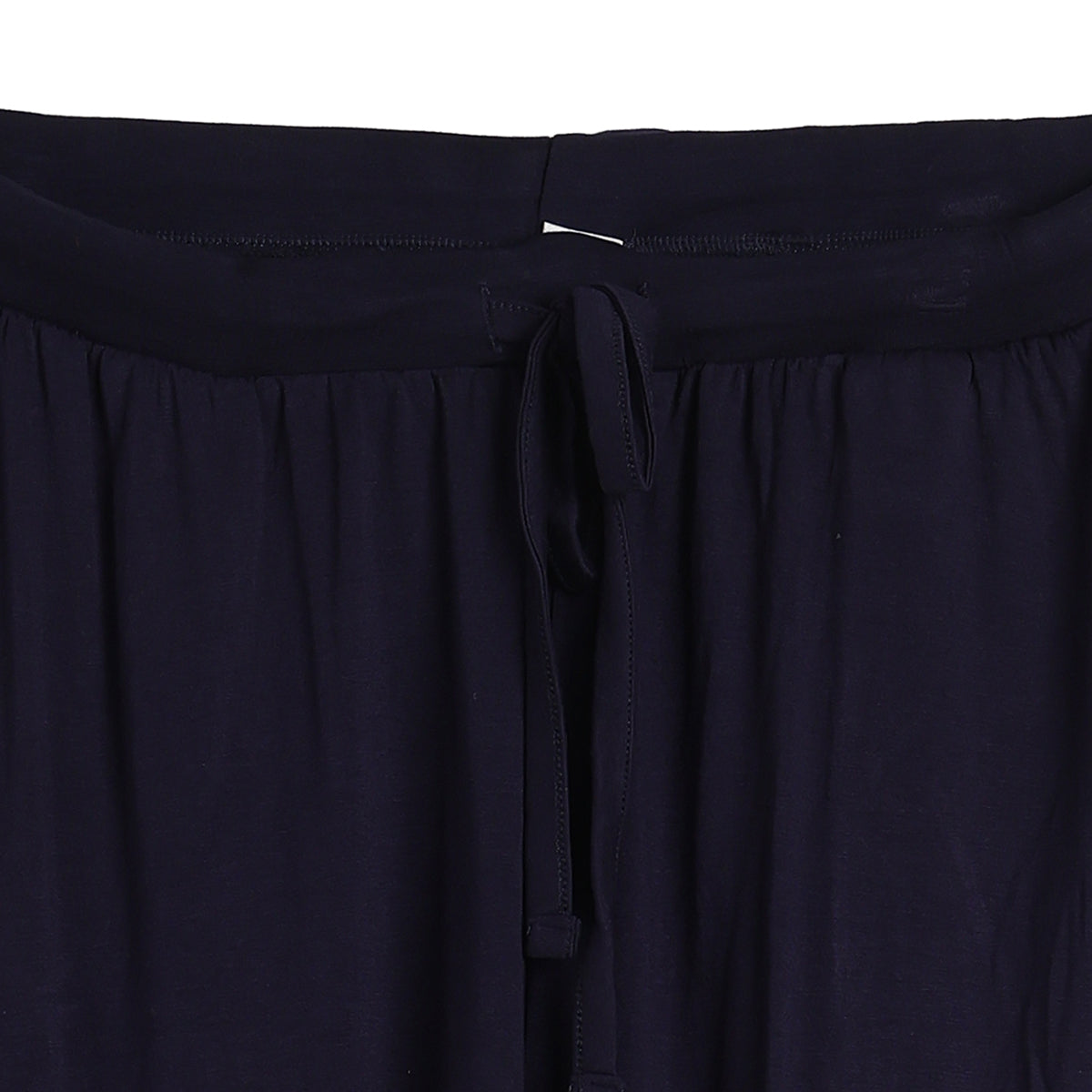 Women Navy Blue Solid Wide Leg Palazzo Pants Relaxed Fit Casual Bottom Wear