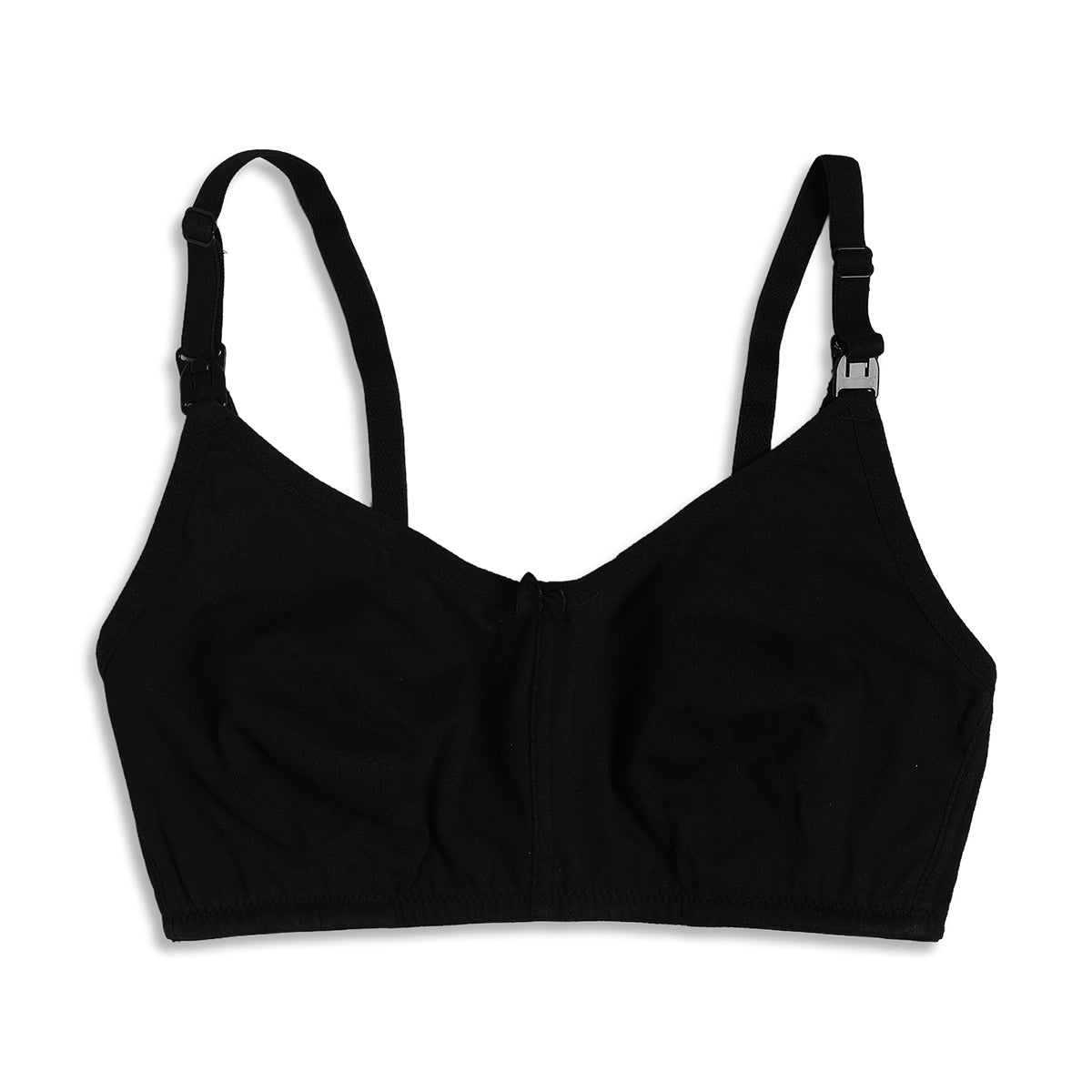 Women Black Cotton Nursing Bra Adjustable Strap Maternity Innerwear