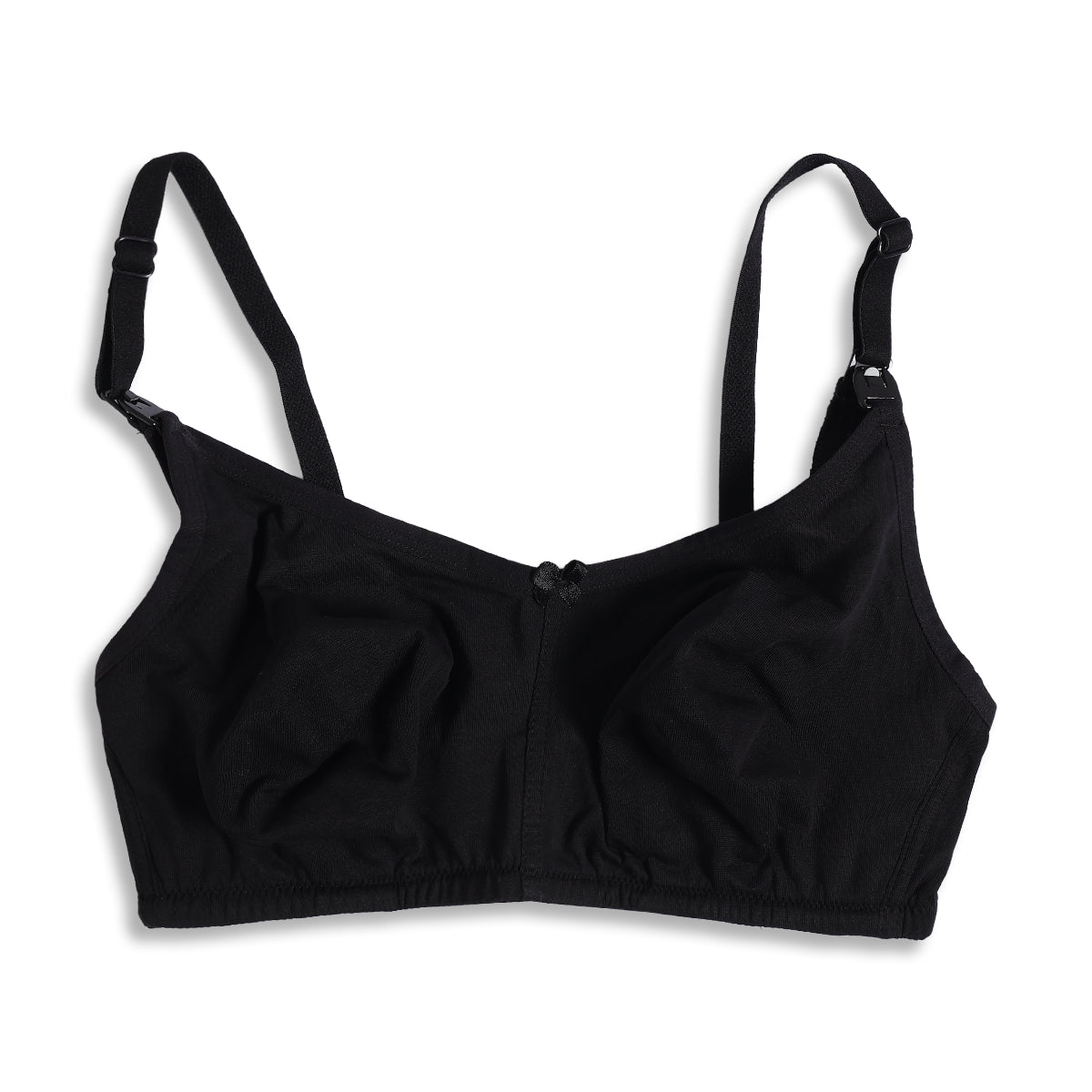 Women Black Cotton Nursing Bra Adjustable Strap Maternity Innerwear