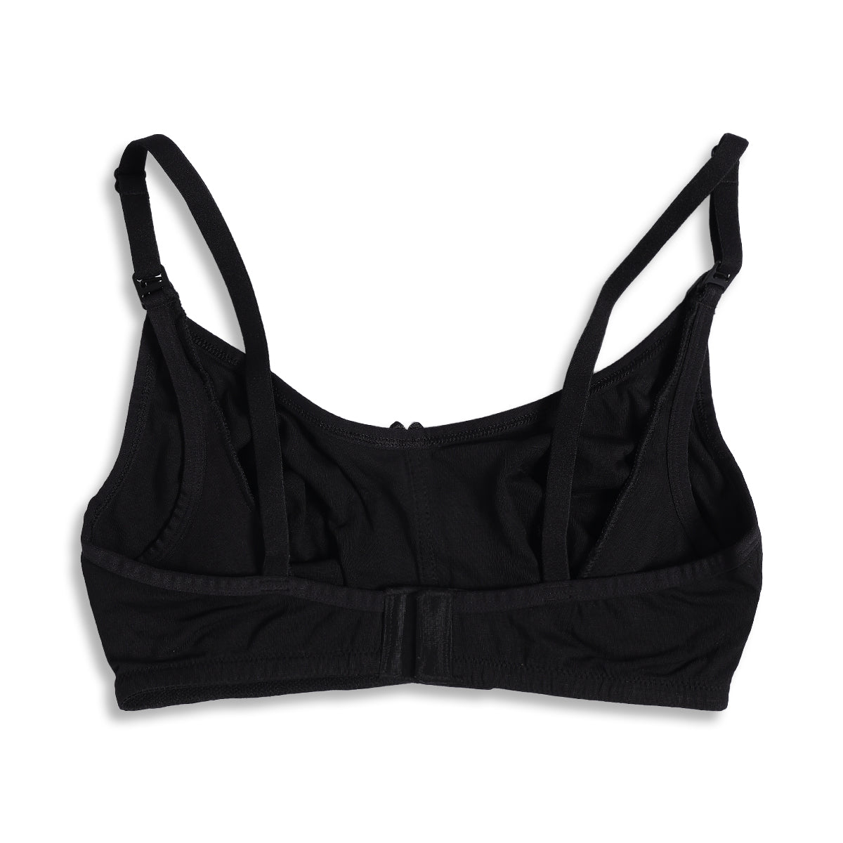 Women Black Cotton Nursing Bra Adjustable Strap Maternity Innerwear