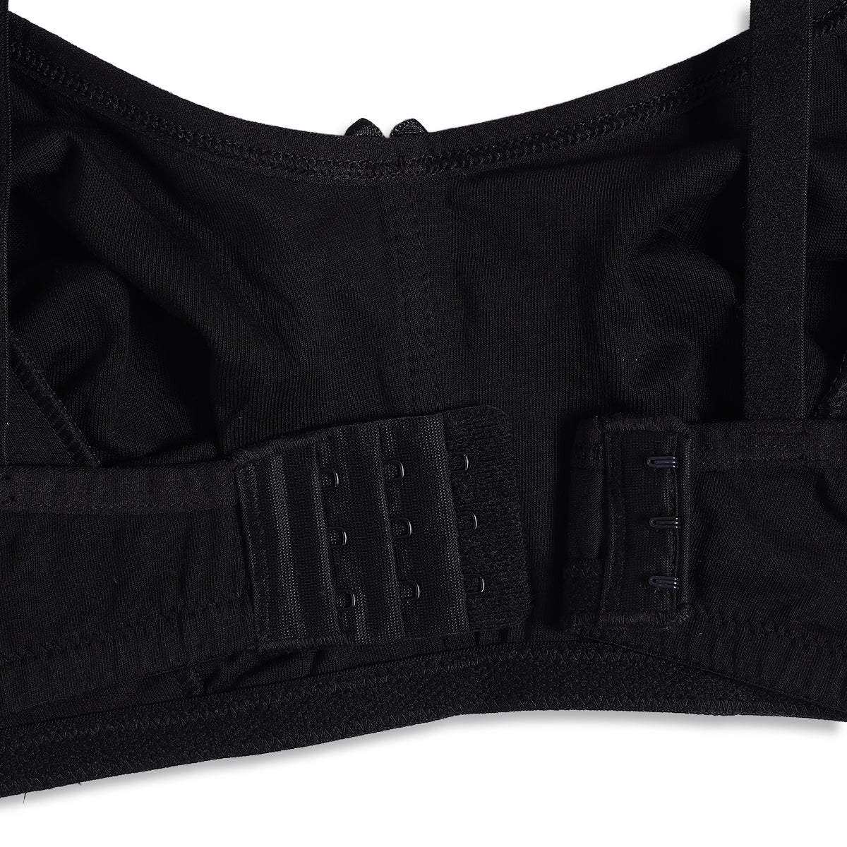 Women Black Cotton Nursing Bra Adjustable Strap Maternity Innerwear