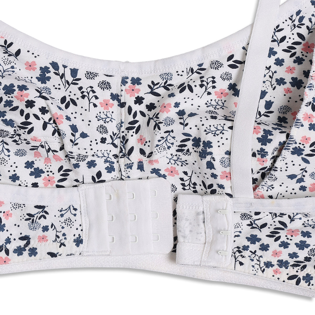 Women White and Blue Floral Printed Cotton Nursing Bra Adjustable Strap Maternity Innerwear