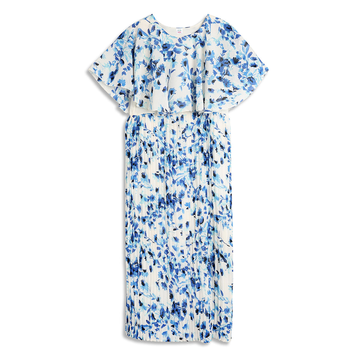 Women Blue Floral Printed Pleated Maternity Maxi Dress