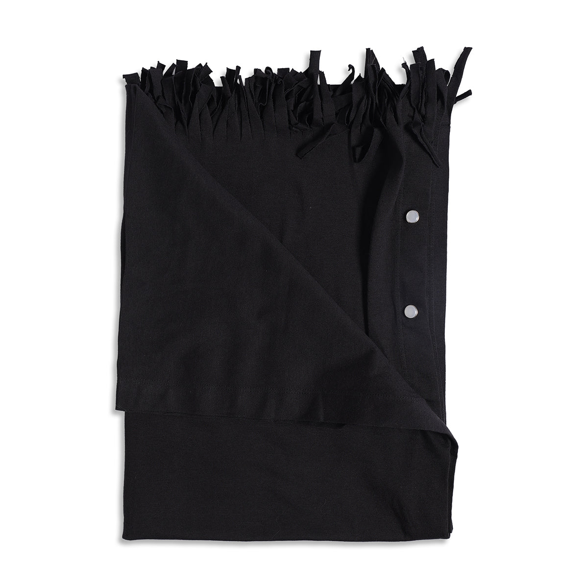 Women Black Solid Fringed Maternity Nursing Stole