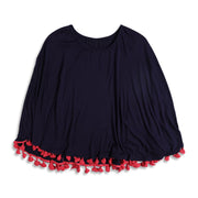 Women Navy Blue Solid Tassel Detailed Maternity Nursing Cover