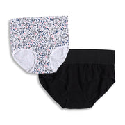 Women Black and White Cotton Maternity Panties Pack of 2 Floral Printed Briefs