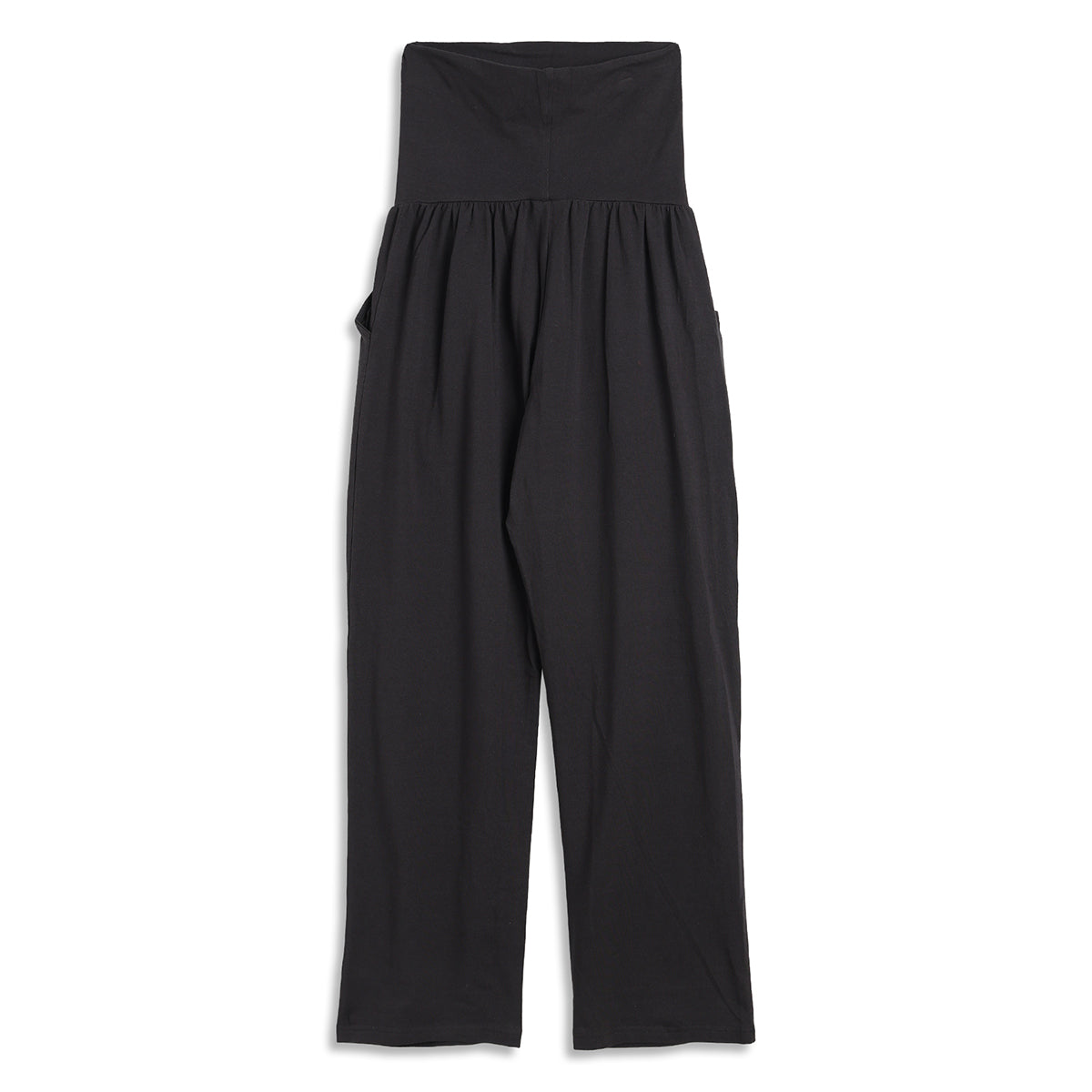 Women Black Cotton Maternity Straight Fit Lounge Pants