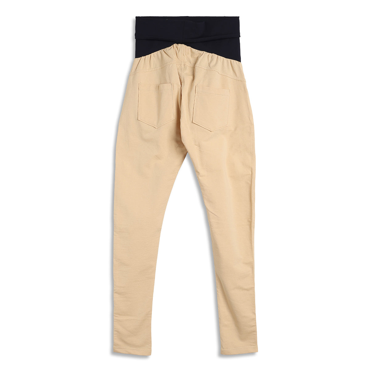 Women Beige Cotton Maternity Slim Fit Lounge Pants