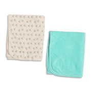 Baby Unisex Beige and Mint Coral Fleece Printed Blanket Pack of 2 Soft Baby Blankets
