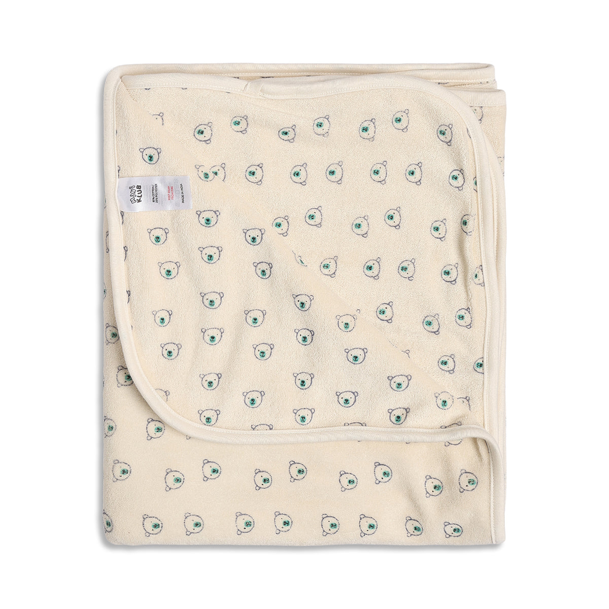 Baby Unisex Beige and Mint Coral Fleece Printed Blanket Pack of 2 Soft Baby Blankets